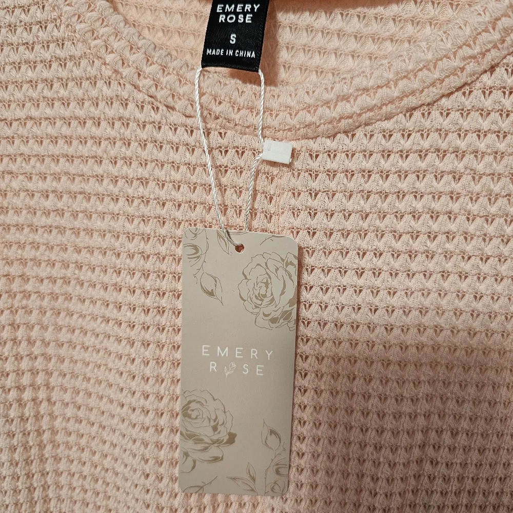 Emery Rose Pink Waffle Knit Short Sleeve Top Women's Size Small NWT - Picture 7 of 8